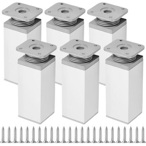 Gambe per mobili regolabili in altezza, 6 pezzi, per sedie, tavoli e divani, quadrate (40 x 200 mm)
