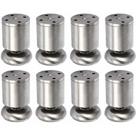 gambe per mobili regolabili in altezza in acciaio inox, gambe per tavolo, 50 x 80 mm, con piedini in gomma, scorrevoli e silenziose.
