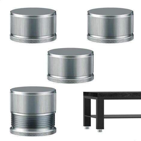 Gambe per mobili regolabili in altezza, in metallo, regolabili da 2,3 a 4,2 cm, adatte per tavoli, mobili, tavolini da caffè, ecc., set da 4, argento.