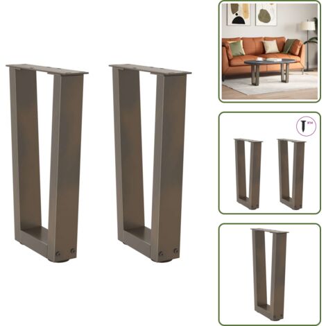 Gambe per panca - vidaXL Gambe per Tavolino da Caffè a Forma di V 2 pz Acciaio Naturale 28x(42-43,3) cm Acciaio - Gambe in acciaio naturale