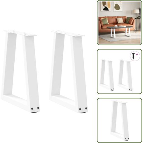 Gambe per panca - vidaXL Gambe per Tavolino da Caffè a Forma di V 2 pz Bianche 28x(42-43,3) cm Acciaio - Gambe per tavolino