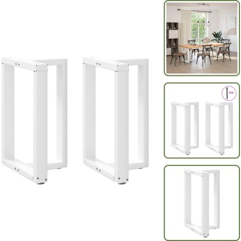 Gambe per scrivania - vidaXL Gambe per tavolo da pranzo a forma di T 2 pz bianche 50x35x(72-73) cm in acciaio - Gambe per tavolo con piedini regolabili