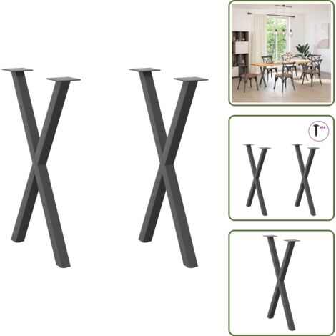 Gambe per scrivania - vidaXL Gambe per tavolo da pranzo a forma di X 2 pz Antracite 57x(72-73) cm Acciaio - Gambe regolabili