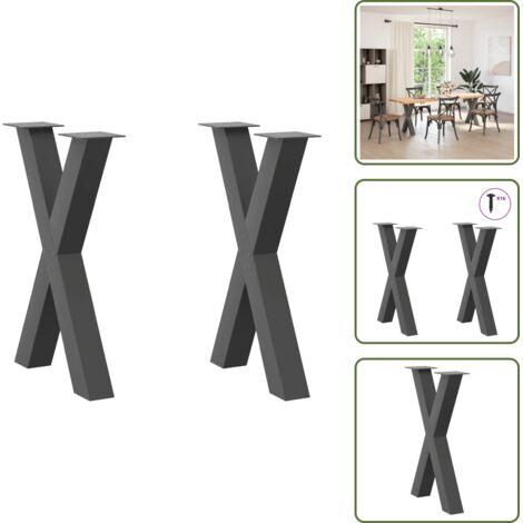Gambe per scrivania - vidaXL Gambe per tavolo da pranzo a forma di X 2 pz Antracite 60x(72-73) cm Acciaio - Gambe regolabili
