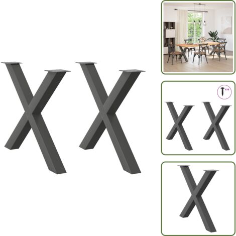 Gambe per scrivania - vidaXL Gambe per tavolo da pranzo a forma di X 2 pz Antracite 90x(72-73) cm Acciaio - Gambe per tavolo a forma di X