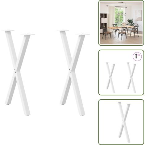 Gambe per scrivania - vidaXL Gambe per tavolo da pranzo a forma di X 2 pz bianche 50x(72-73) cm in acciaio - Gambe per tavolo