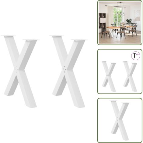 Gambe per scrivania - vidaXL Gambe per tavolo da pranzo a forma di X 2 pz bianche 80x(72-73) cm in acciaio - Gambe regolabili