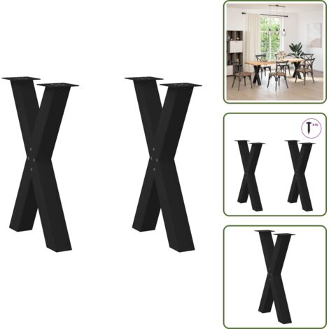 Gambe per scrivania - vidaXL Gambe per tavolo da pranzo a forma di X 2 pz nere 50x(72-73) cm in acciaio - Gambe regolabili
