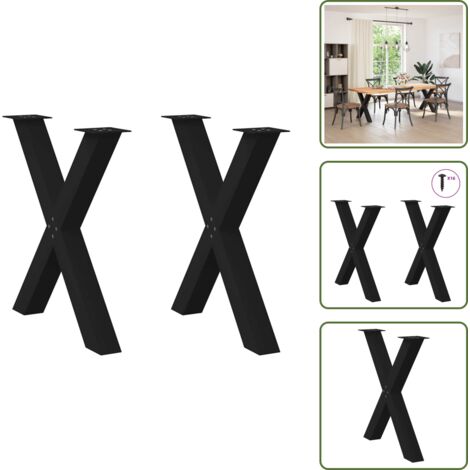 Gambe per scrivania - vidaXL Gambe per tavolo da pranzo a forma di X 2 pz nere 80x(72-73) cm in acciaio - Gambe regolabili