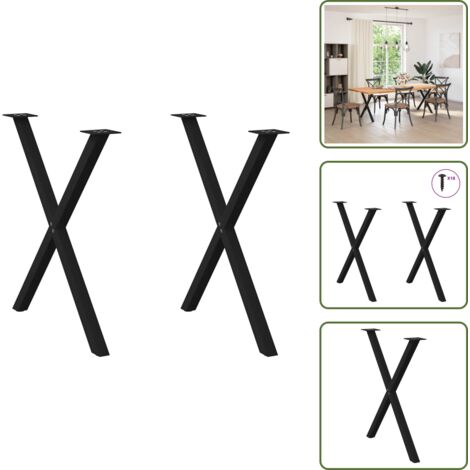 Gambe per scrivania - vidaXL Gambe per tavolo da pranzo a forma di X 2 pz nere 80x(72-73) cm in acciaio - Gambe regolabili