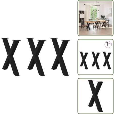 Gambe per scrivania - vidaXL Gambe per tavolo da pranzo a forma di X 3 pz nere 80x(72-73) cm in acciaio - Gambe regolabili
