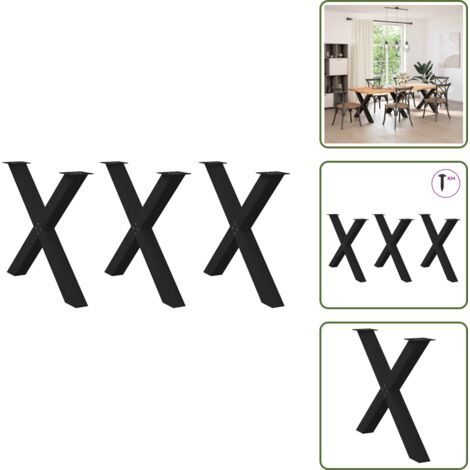 Gambe per scrivania - vidaXL Gambe per tavolo da pranzo a forma di X 3 pz nere 90x(72-73) cm in acciaio - Gambe regolabili