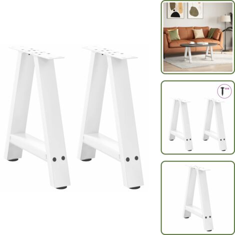Gambe per tavoli - vidaXL Gambe per Tavolino da Caffè a Forma di A 2 pz Bianche 38x(42-43) cm Acciaio - Gambe per panca
