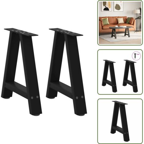 Gambe per tavoli - vidaXL Gambe per Tavolino da Caffè a Forma di A 2 pz Nere 38x(42-43) cm Acciaio - Gambe per panca