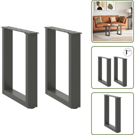 Gambe per tavoli - vidaXL Gambe per Tavolino da Caffè a Forma di U 2 pz Antracite 38x(42-43) cm Acciaio - Gambe per panca