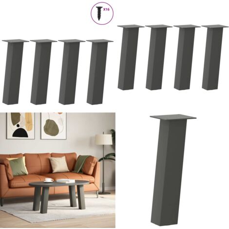 Gambe per tavolino 4 pz Antracite 42 cm Acciaio - Gambe in acciaio - Gambe per tavolino da caffè