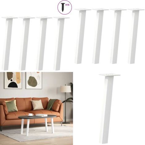 Gambe per tavolino da caffè 4 pz Bianche 42 cm Acciaio - Gambe in acciaio - Gambe per tavoli