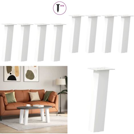 Gambe per tavolino da caffè 4 pz Bianche 42 cm Acciaio - Gambe in acciaio - Gambe per tavolo