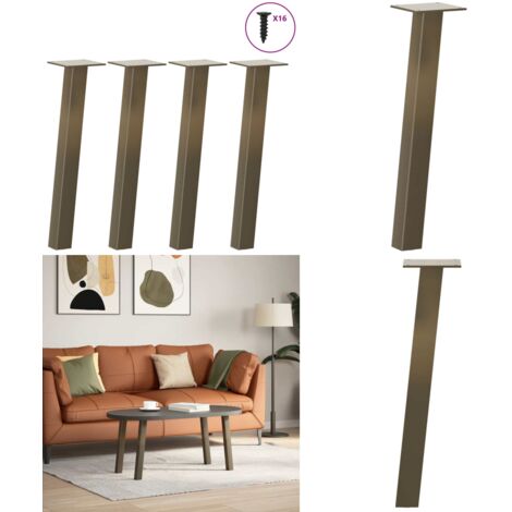Gambe per tavolino da caffè 4 pz in acciaio naturale 30 cm - Gambe in acciaio - Gambe per tavolo