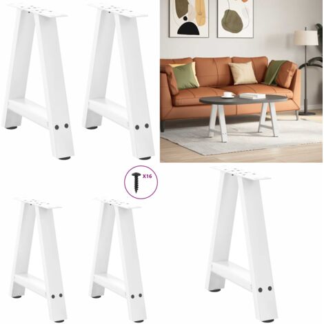 Gambe per Tavolino da Caffè a Forma di A 2 pz Bianche 38x(42-43) cm Acciaio - Gambe in acciaio - Gambe a forma di A