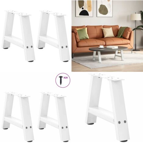 Gambe per Tavolino da Caffè a Forma di A 2 pz Bianche 50x(30-31) cm Acciaio - Gambe in acciaio - Gambe a forma di A
