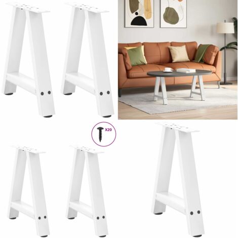 Gambe per Tavolino da Caffè a Forma di A 2 pz Bianche 50x(42-43) cm Acciaio - Gambe in acciaio - Gambe a forma di A