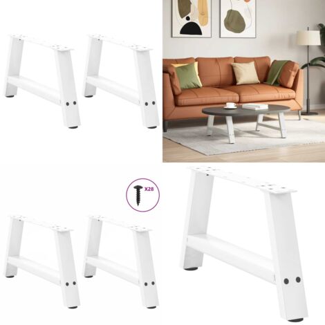 Gambe per Tavolino da Caffè a Forma di A 2 pz Bianche 60x(30-31) cm Acciaio - Gambe in acciaio - Gambe a forma di A