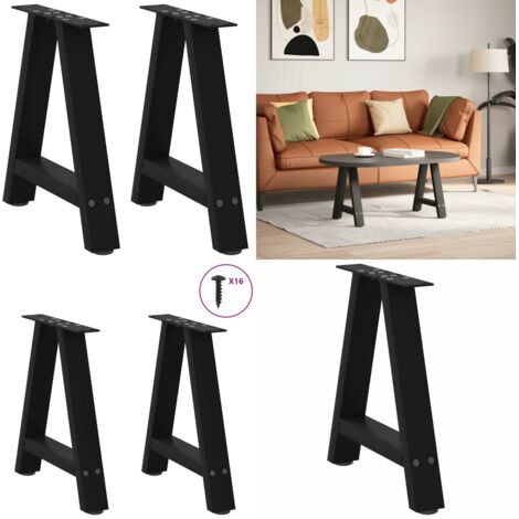 Gambe per Tavolino da Caffè a Forma di A 2 pz Nere 38x(42-43) cm Acciaio - Gambe in acciaio - Gambe a forma di A