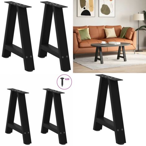 Gambe per Tavolino da Caffè a Forma di A 2 pz Nere 50x(42-43) cm Acciaio - Gambe in acciaio - Gambe a forma di A