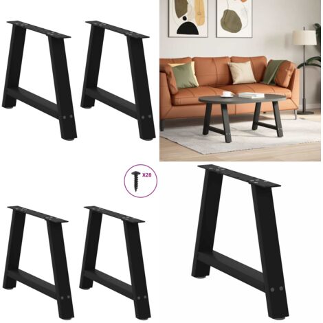 Gambe per Tavolino da Caffè a Forma di A 2 pz Nere 60x(42-43) cm Acciaio - Gambe in acciaio - Gambe a forma di A