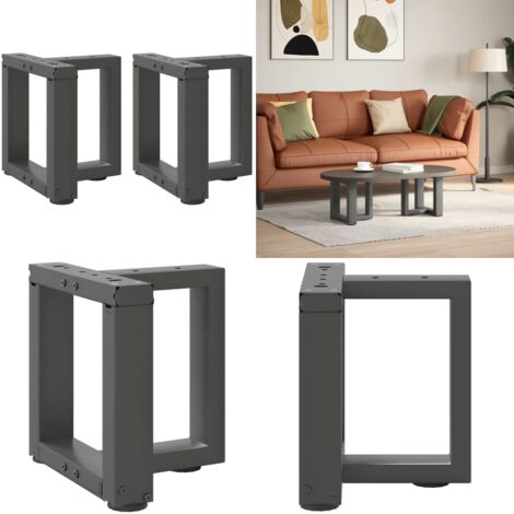 Gambe per Tavolino da Caffè a Forma di T 2 pz Antracite 30x25x(30-31) cm Acciaio - Gambe in acciaio - Gambe a T