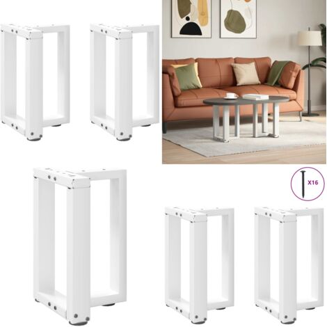 Gambe per Tavolino da Caffè a Forma di T 2 pz Bianche 28x25x(42-43) cm Acciaio - Gambe in acciaio - Gambe a T