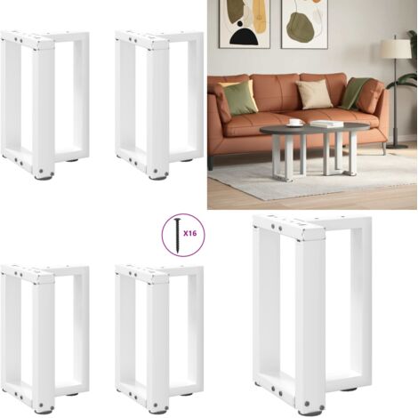 Gambe per Tavolino da Caffè a Forma di T 2 pz Bianche 38x25x(42-43) cm Acciaio - Gambe in acciaio - Gambe a T
