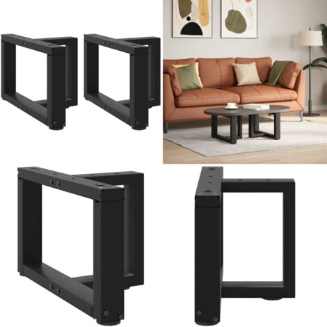 Gambe per Tavolino da Caffè a Forma di T 2 pz Nere 40x25x(30-31) cm Acciaio - Gambe in acciaio - Gambe a forma di T