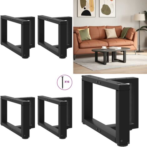 Gambe per Tavolino da Caffè a Forma di T 2 pz Nere 50x25x(30-31) cm Acciaio - Gambe in acciaio - Gambe a forma di T