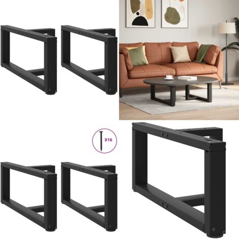 Gambe per Tavolino da Caffè a Forma di T 2 pz Nere 70x25x(30-31) cm Acciaio - Gambe in acciaio - Gambe a forma di T