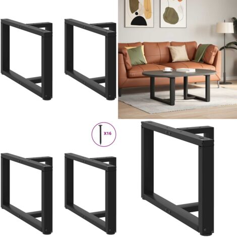 Gambe per Tavolino da Caffè a Forma di T 2 pz Nere 70x25x(42-43) cm Acciaio - Gambe in acciaio - Gambe a forma di T