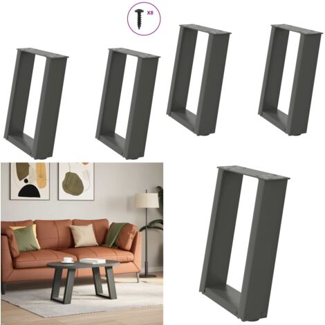 Gambe per Tavolino da Caffè a Forma di U 2 pz Antracite 28x(42-43) cm Acciaio - Gambe in acciaio - Gambe per tavolo