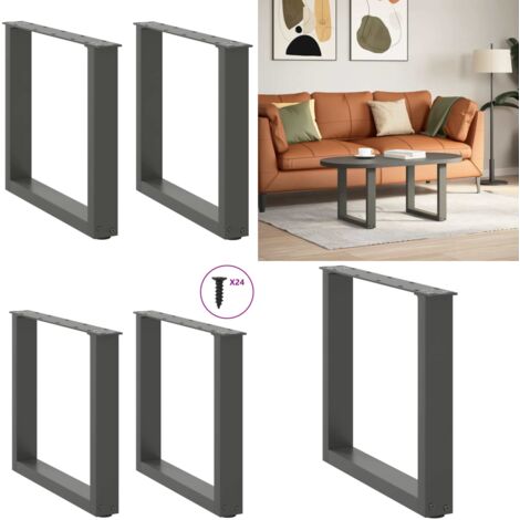 Gambe per Tavolino da Caffè a Forma di U 2 pz Antracite 50x(42-43) cm Acciaio - Gambe in acciaio - Gambe a forma di U