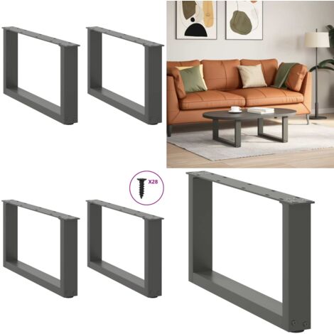 Gambe per Tavolino da Caffè a Forma di U 2 pz Antracite 70x(30-31) cm Acciaio - Gambe in acciaio - Gambe a forma di U
