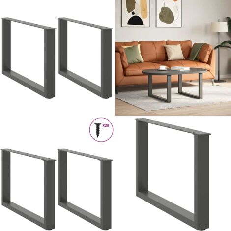 Gambe per Tavolino da Caffè a Forma di U 2 pz Antracite 70x(42-43) cm Acciaio - Gambe in acciaio - Gambe a forma di U