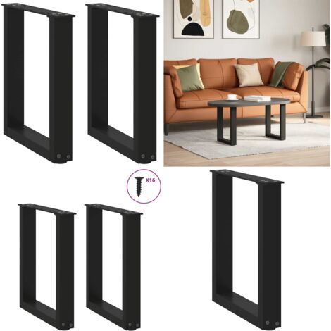 Gambe per Tavolino da Caffè a Forma di U 2 pz Nere 28x(42-43) cm Acciaio - Gambe in acciaio - Gambe per tavolo