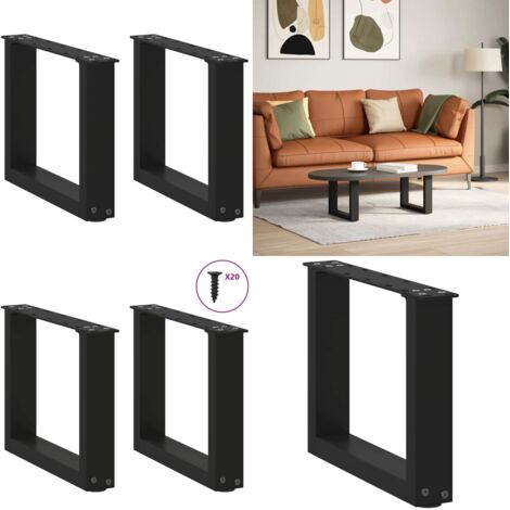 Gambe per Tavolino da Caffè a Forma di U 2 pz Nere 40x(30-31) cm Acciaio - Gambe in acciaio - Gambe a forma di U