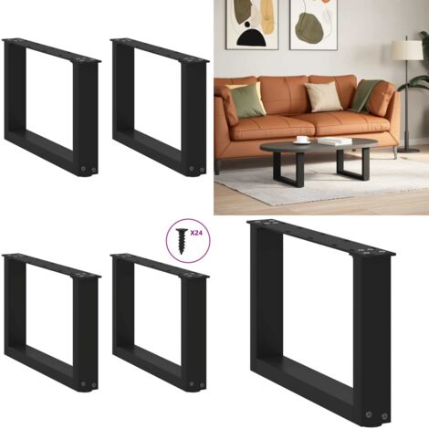 Gambe per Tavolino da Caffè a Forma di U 2 pz Nere 50x(30-31) cm Acciaio - Gambe in acciaio - Gambe a forma di U