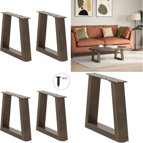 Gambe per Tavolino da Caffè a Forma di V 2 pz Acciaio Naturale 40x(30-31,3) cm Acciaio - Gambe in acciaio - Gambe per tavolo