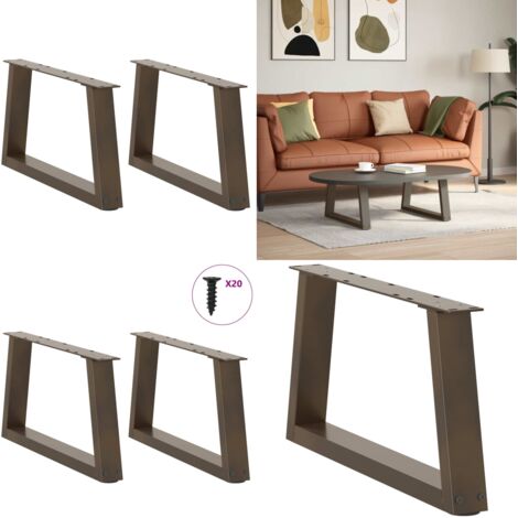Gambe per Tavolino da Caffè a Forma di V 2 pz Acciaio Naturale 50x(30-31,3) cm Acciaio - Gambe in acciaio - Gambe per tavolo
