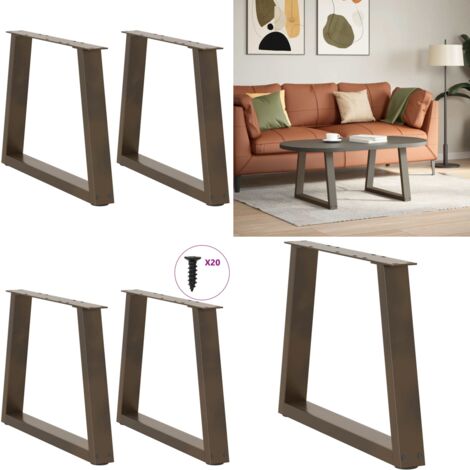 Gambe per Tavolino da Caffè a Forma di V 2 pz Acciaio Naturale 50x(42-43,3) cm Acciaio - Gambe in acciaio - Gambe per tavolo