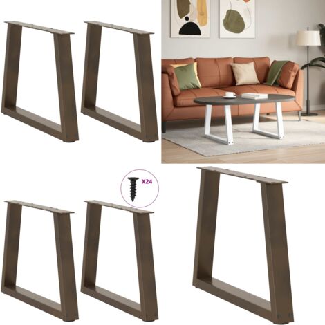 Gambe per Tavolino da Caffè a Forma di V 2 pz Acciaio Naturale 60x(42-43,3) cm Acciaio - Gambe in acciaio - Gambe per tavolo