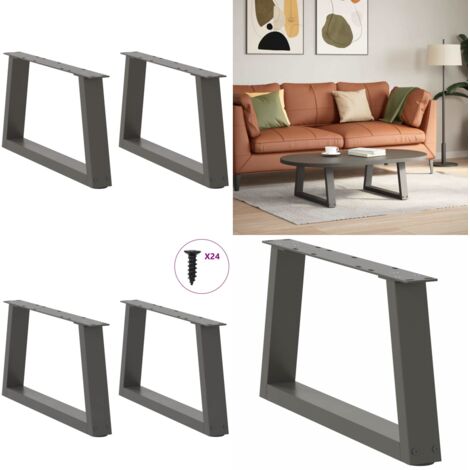 Gambe per Tavolino da Caffè a Forma di V 2 pz Antracite 60x(30-31,3) cm Acciaio - Gambe in acciaio - Gambe per tavolo