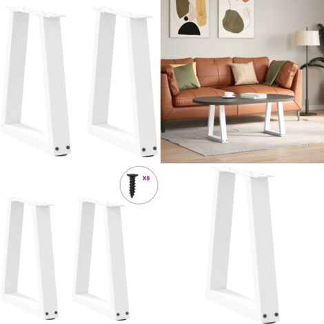 Gambe per Tavolino da Caffè a Forma di V 2 pz Bianche 28x(42-43,3) cm Acciaio - Gambe in acciaio - Gambe per tavolo